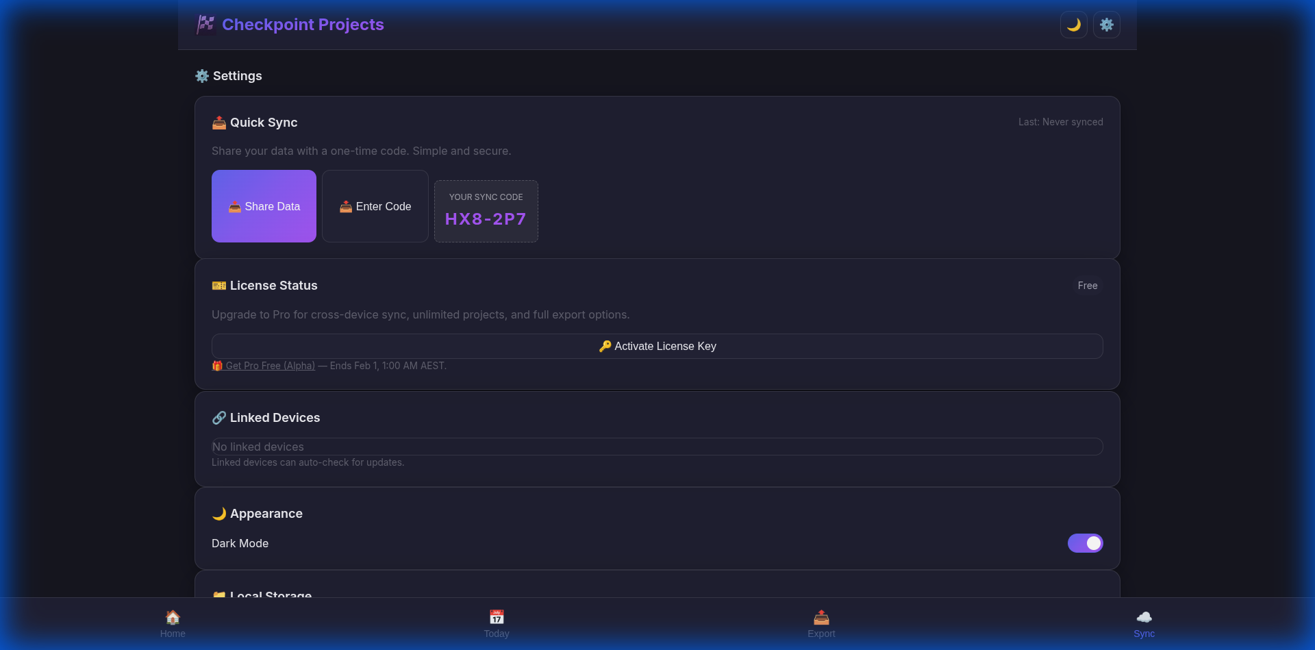 Quick Sync settings